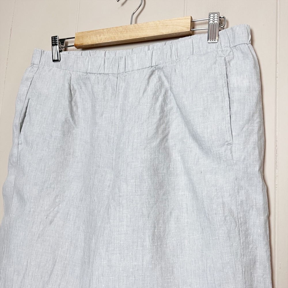 J.Jill Love Linen Gray Cropped Wide Leg Pants Medium pull-on‎ lagenlook coastal - Picture 3 of 10